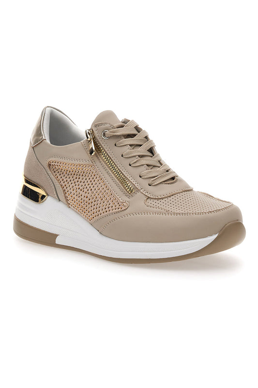 MARTA - Scarpa ortopedica beige con zeppa