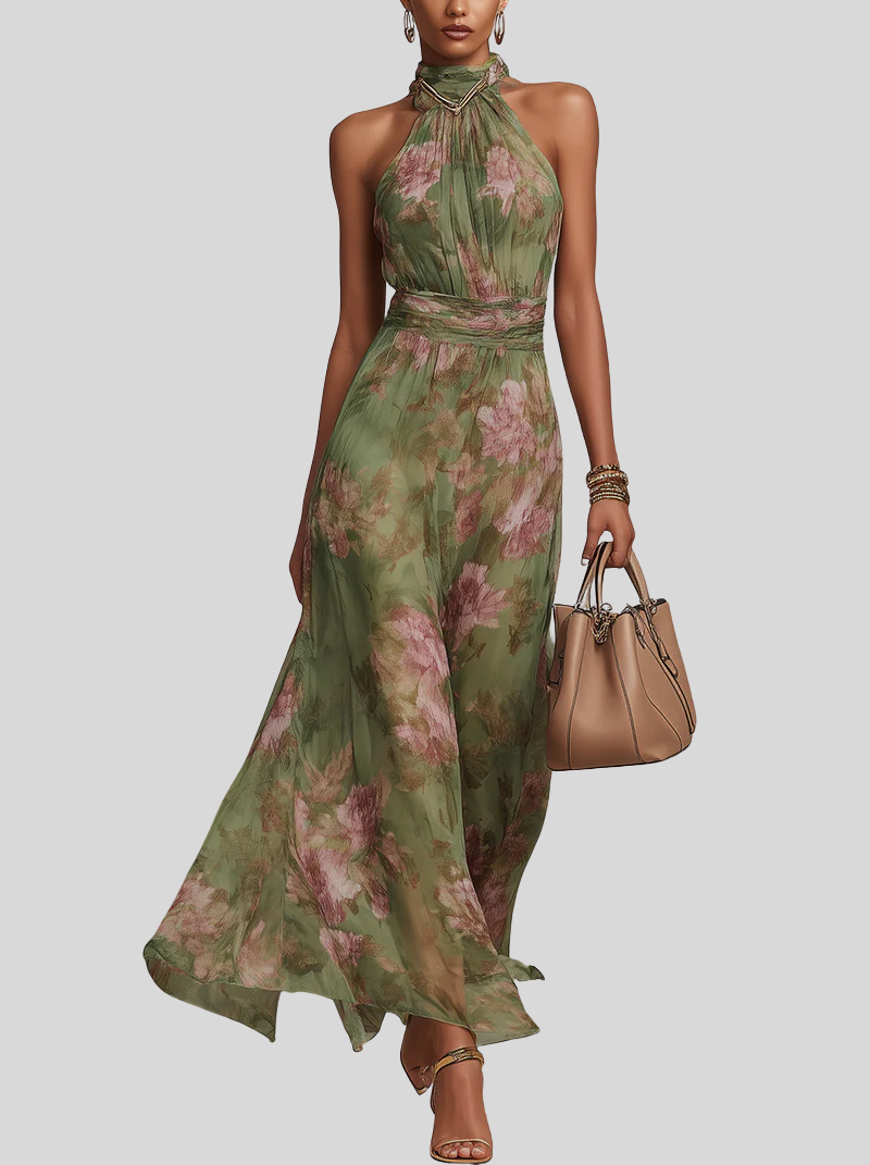 GIULIA - Abito Halter Floreale Fluido