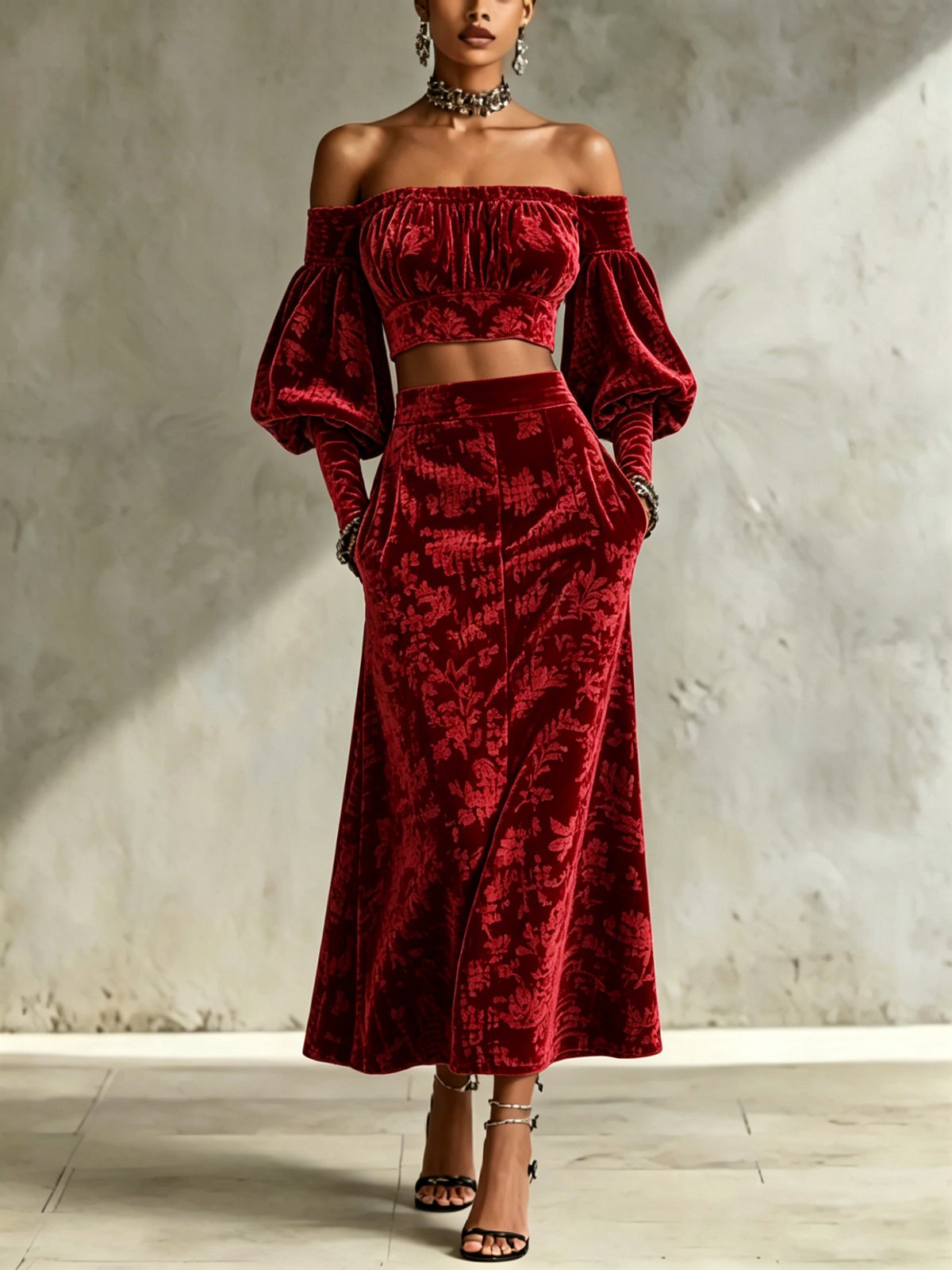 FIASTRA - Coordinato elegante spalle scoperte