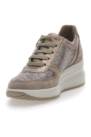 GINEVRA - Scarpa ortopedica con zeppa in pelle bronzo