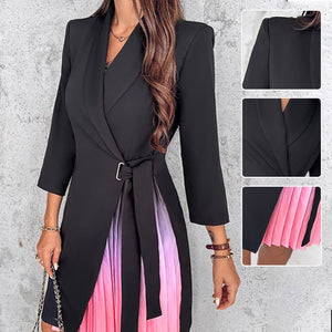 AUGUSTA - Abito blazer sartoriale con collo a revers e pieghe