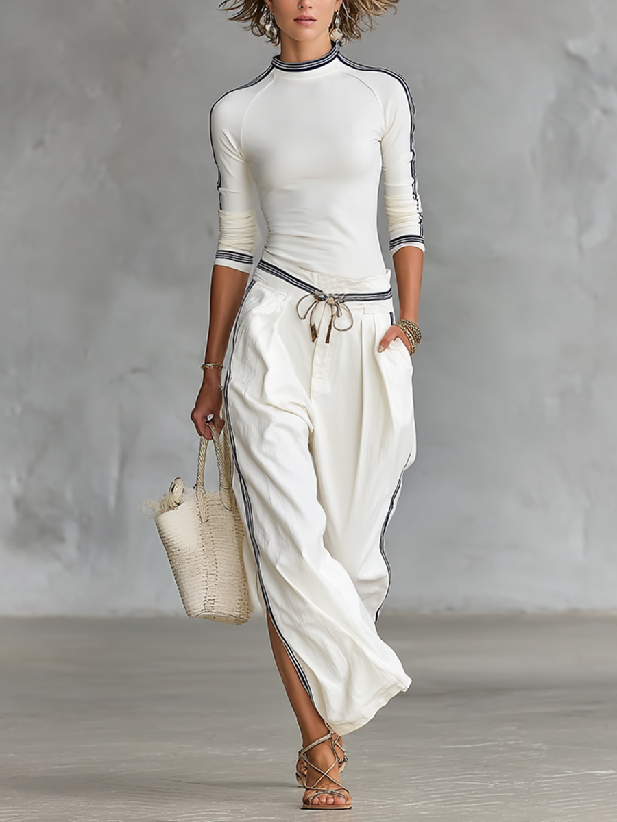 RODERO - Completo sportivo bianco e blu con felpa e pantaloni ampi