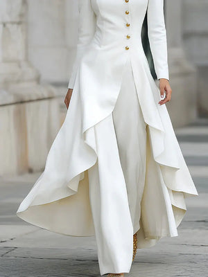 ALISIA - Tailleur bianco con blazer e pantaloni eleganti