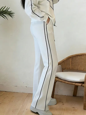 POMPEIANA - Completo casual cardigan e pantaloni palazzo in bianco e nero