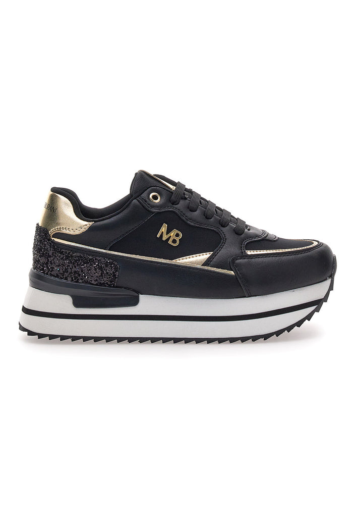 GIULIA - Scarpa ortopedica zeppa glitter oro