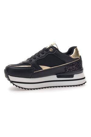 GIULIA - Scarpa ortopedica zeppa glitter oro