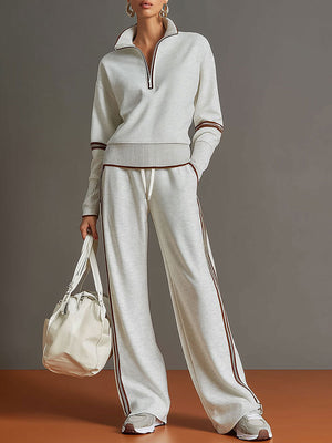 MIREVA - Completo in tessuto con blusa e pantaloni ampi