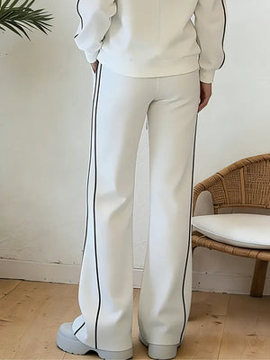 POMPEIANA - Completo casual cardigan e pantaloni palazzo in bianco e nero