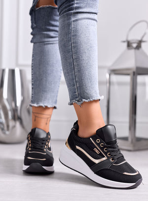 NATALIA - Sneakers Nere Platform con Dettagli Oro
