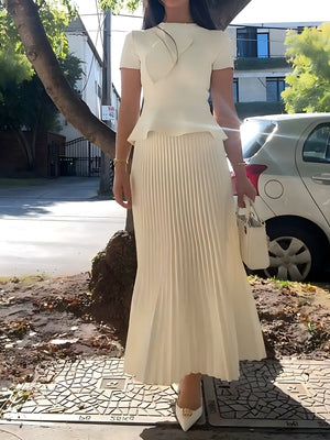 SAMANTHA - Set top crepe e gonna maxi plissettata