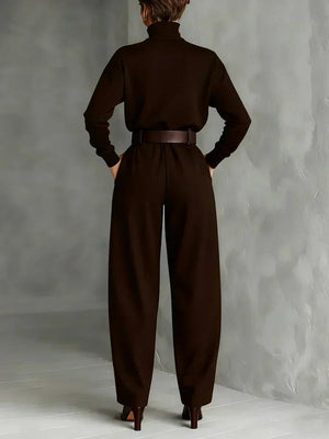 BERTILLA - Completo donna con top a collo alto e pantaloni multicolore