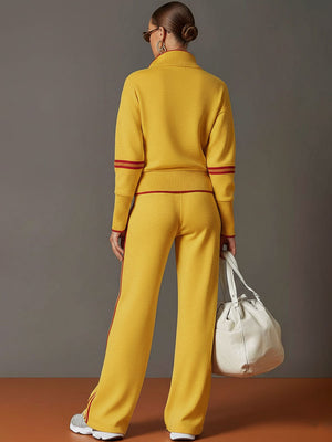 MIREVA - Completo in tessuto con blusa e pantaloni ampi