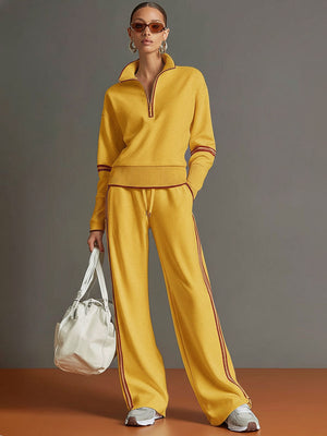 MIREVA - Completo in tessuto con blusa e pantaloni ampi
