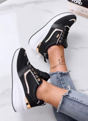 NATALIA - Sneakers Nere Platform con Dettagli Oro