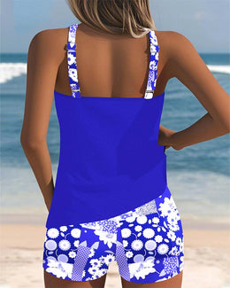 SOFIA - Set due pezzi tankini floreale rosa e nero