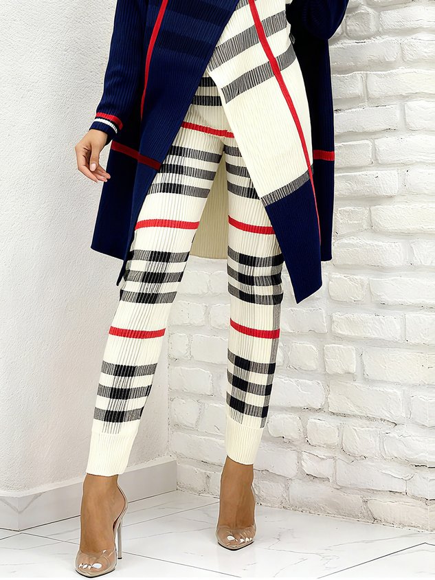TERNENGO - Pantaloni leggings in maglia scozzese casual
