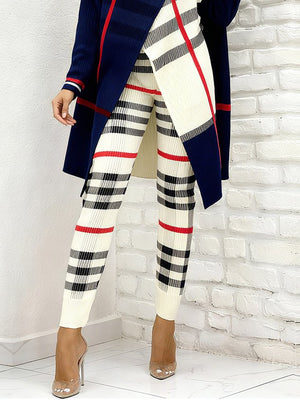 TERNENGO - Pantaloni leggings in maglia scozzese casual
