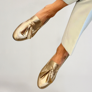 FERNANDA - Mocassino Dorato con Eleganti Nappine
