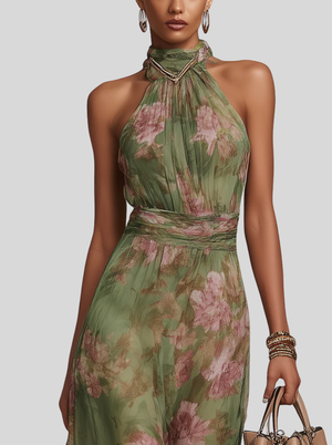 GIULIA - Abito Halter Floreale Fluido
