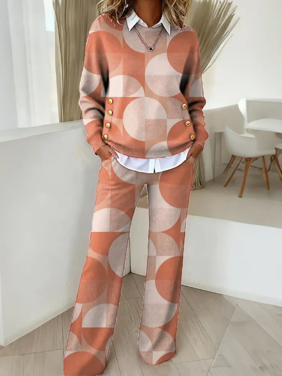 RANZANICO - Completo in maglia arancio con fantasia geometrica