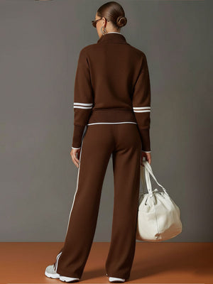 MIREVA - Completo in tessuto con blusa e pantaloni ampi