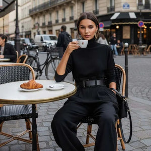 NATALIA - Tailleur due pezzi sartoriale con pantaloni in nero, marrone o grigio