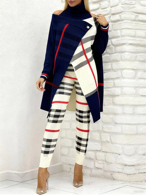 TERNENGO - Pantaloni leggings in maglia scozzese casual