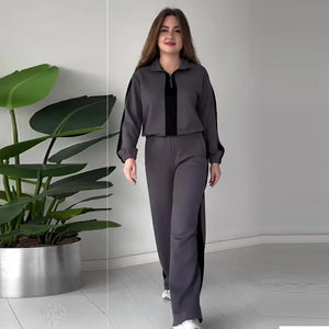ROBERTA - Completo 2 pezzi con top a zip e pantaloni