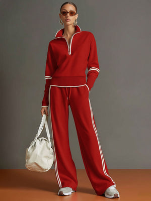 MIREVA - Completo in tessuto con blusa e pantaloni ampi