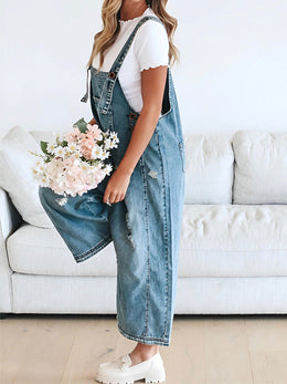 MARTINA - Salopette in denim vintage lavato