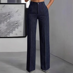 COPPELIA - Pantaloni donna vita alta righe verticali wide leg