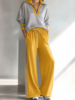 FRACONALTO - Completo sportivo color block giallo, vino, verde e blu