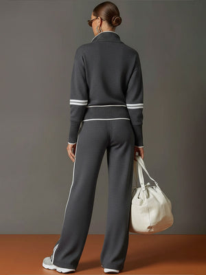MIREVA - Completo in tessuto con blusa e pantaloni ampi
