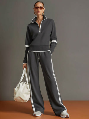 MIREVA - Completo in tessuto con blusa e pantaloni ampi