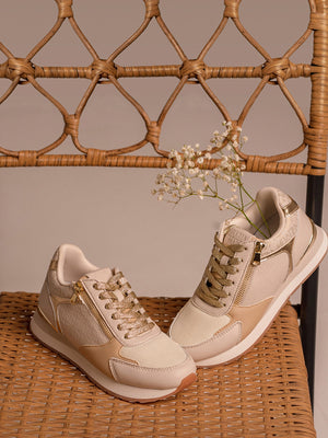 MARTINA - Sneakers beige in tessuto