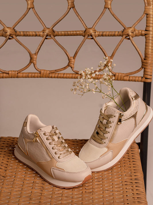 MARTINA - Sneakers beige in tessuto
