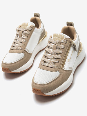ALESSIA - Sneakers beige in pelle dallo stile essenziale