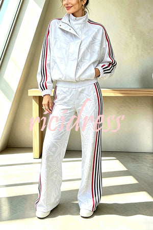 VALENZANO - Giacca sportiva colorblock a righe con stella e zip