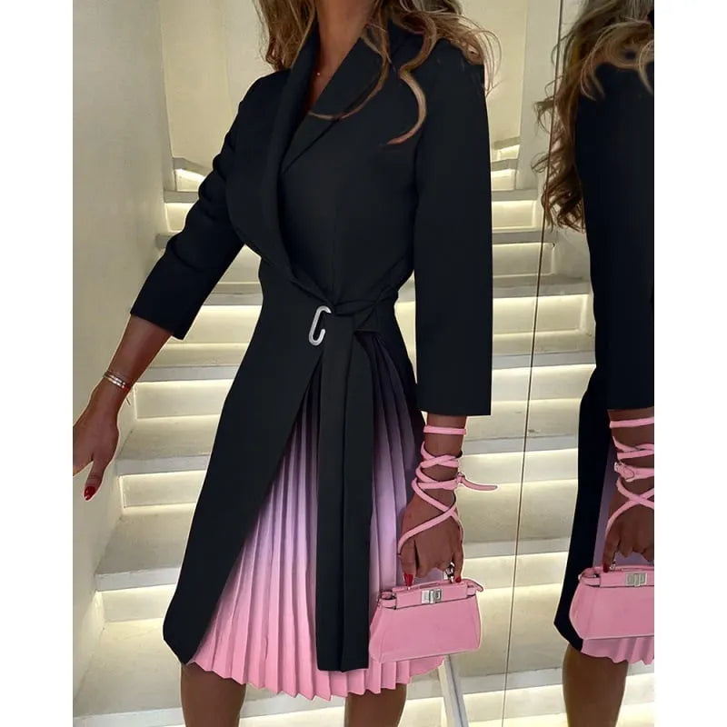 AUGUSTA - Abito blazer sartoriale con collo a revers e pieghe
