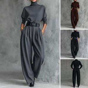 NATALIA - Tailleur due pezzi sartoriale con pantaloni in nero, marrone o grigio