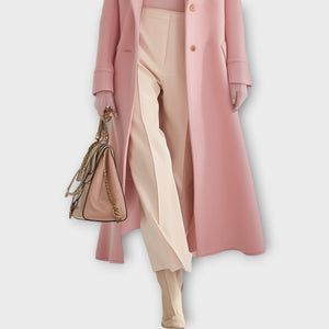 FOSCA - Cappotto lungo in lana rosa dallo stile raffinato