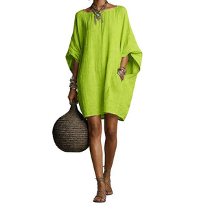 LUCIA - Abito midi scollo Bardot morbido multicolore