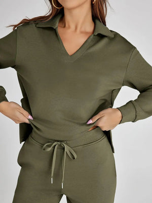 SIRMA - Completo casual donna in felpa blu polvere
