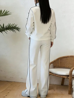 POMPEIANA - Completo casual cardigan e pantaloni palazzo in bianco e nero