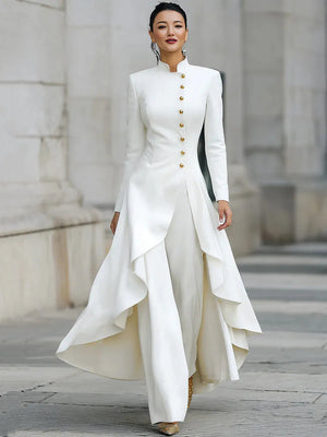 ALISIA - Tailleur bianco con blazer e pantaloni eleganti