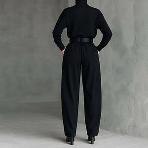 NATALIA - Tailleur due pezzi sartoriale con pantaloni in nero, marrone o grigio