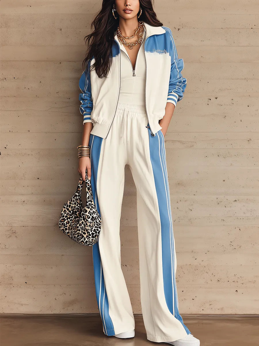 SALISANO - Completo Casual Bianco e Blu dal Taglio Moderno