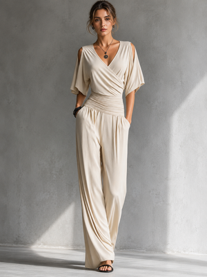 SOFIA - Tuta donna elegante scollo V colori vari