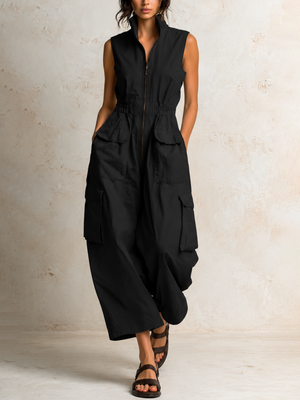 URSULA - Jumpsuit cargo utility beige, nero o marrone