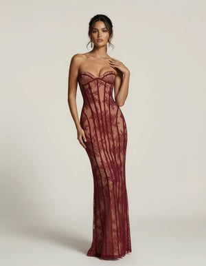 PATRIZIA - Abito in pizzo scolpito elegante